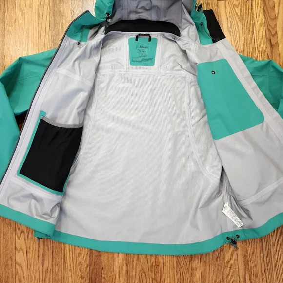 LL Bean Womens Trail Model Rain Jacket Hooded Green Size XL - Picture 5 of 8
